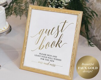 Guest Book Sign, Guest Book Alternative, Guest Book Printable, Wedding Sign, Gold Wedding, Guest Book Idea, PDF Instant Download #BPB324_45C