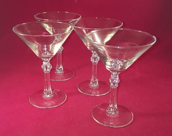 Set of 4 Martini Glasses with Facet Stems