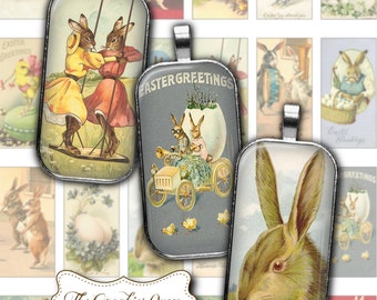 Easter Images Vintage Digital Collage Sheet 1 x 2 inch Rectangles Domino printable for pendant jewerly INSTANT DOWNLOAD