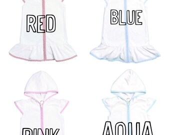 Monogrammed Terrycloth Girls Swim Coverup Dress