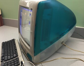 Vintage Imac computer with keyboard