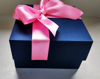 Bridesmaid gift box, packaging box, navy blue box, elegant boxes, jewelry gift boxes, boxes with lids, wedding favor boxes, blue wedding