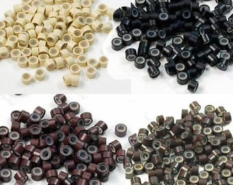 Silicone Micro Beads For Feather Hair Extensions Includes Hook & Loop + GIFT - 50/100/250/500/1000