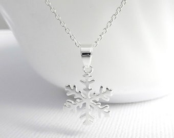 Sterling Silver Snowflake Necklace, Snowflake Necklace, Christmas Necklace, Winter Wedding Necklace, Bridesmaid Necklace, Frozen Necklace