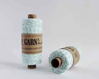 1 spool baker's twine in mint green and white 45m