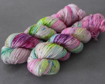Wren - "Flower Crown" - Sock Yarn - 85/15 Superwash Merino, Nylon Neps