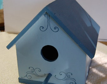 Blue Painted Bird House