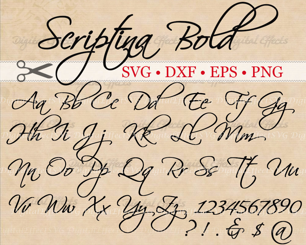 SCRIPTINA SCRIPT BOLD Handwriting Brush Font Svg Dxf Eps