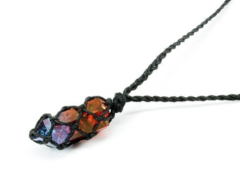 Aura quartz necklace, hybrid aura quartz, rose aura quartz necklace, tanzine aura quartz necklace, raw crystal necklace, healing necklace