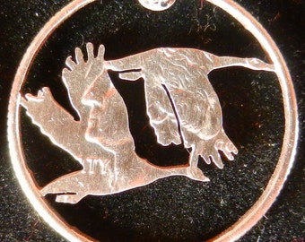 Birds Geese Hand Cut Coin Jewelry