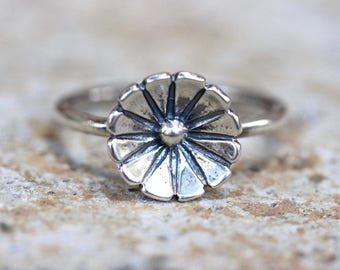 Sterling Silver Flower Ring Sterling Silver Ring Silver Stacking Rings Stacking Ring Silver Flower Stacking Ring Flower Ring Flower Rings