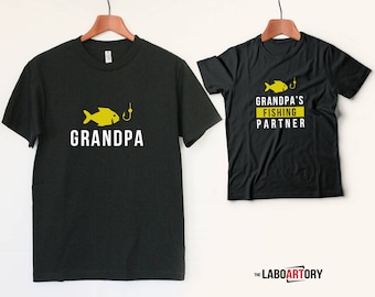 Grandpa and Grandpa's fishing partner! Matching Grandpa and Grandson T-shirts. Grandpa Tee. Grandpa Gift. Retirement Gift. Fishing Team