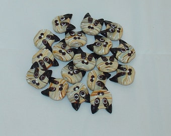 Cat Face Lampwork Glass Bead 20x22mm - 2 Pieces