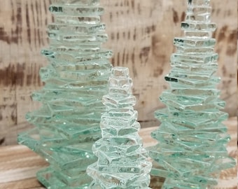 Recycled Glass Tall Trees set of 3