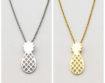 Necklace Pineapple Silver and gold Vermeil