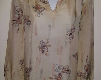 Early vintage Cavalli 70s silky Paisley tunic blouse