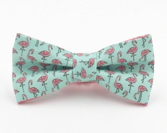 Adult Flamingo Bowtie, Flamingo Bow Tie in Mint, Aqua Bow Tie, Handmade Bow Tie, Novelty Bow Tie, Mens Bowties By AmandaJoHandmade on Etsy