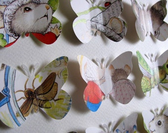 8X8 Cyndy Szekeres Vintage Upcycled 3D Butterfly Art. Butterfly Wall Art. Nursery Decor. Baby Shower. Ready to Ship