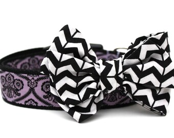 Dog Collar Bow Add-On Pink Black and White Bow for Dogs Matching Dog Bow Dog Collar