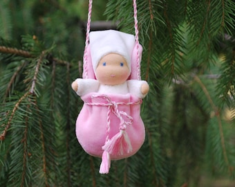 Waldorf Doll, Necklace Doll, Doll in a pouch, Pocket doll, Waldorf baby, Waldorf toy, Steiner doll, Doll Waldorf, Doll in the bag, Tiny doll