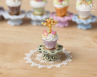 Easter "Showstopper MMTO -Cupcake (G) - Tree in Leaf, Butterfly, Blossom - Miniature Food in 12th Scale