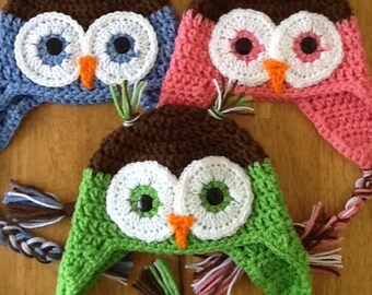Crochet Owl Earflap Hat
