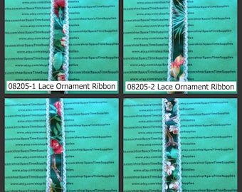 Offray - Ribbon Treasures #4 - Lace Ornament Ribbon - 9 ft x 1 3/8” width - assorted designs - 1 spool - #08205