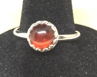 Carnelian Sterling Silver Ring With Fancy Bezel