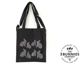 Rabbit Canvas Tote Bag / Rabbit sling bag / Rabbit Fabric Bag / Bunny Tote / Rabbit Tote / Rabbit Canvas Bag / Rabbit Shopping Bag