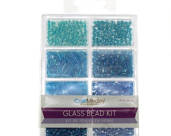 Loose Glass Beads Kit, Blue, 45-gram
