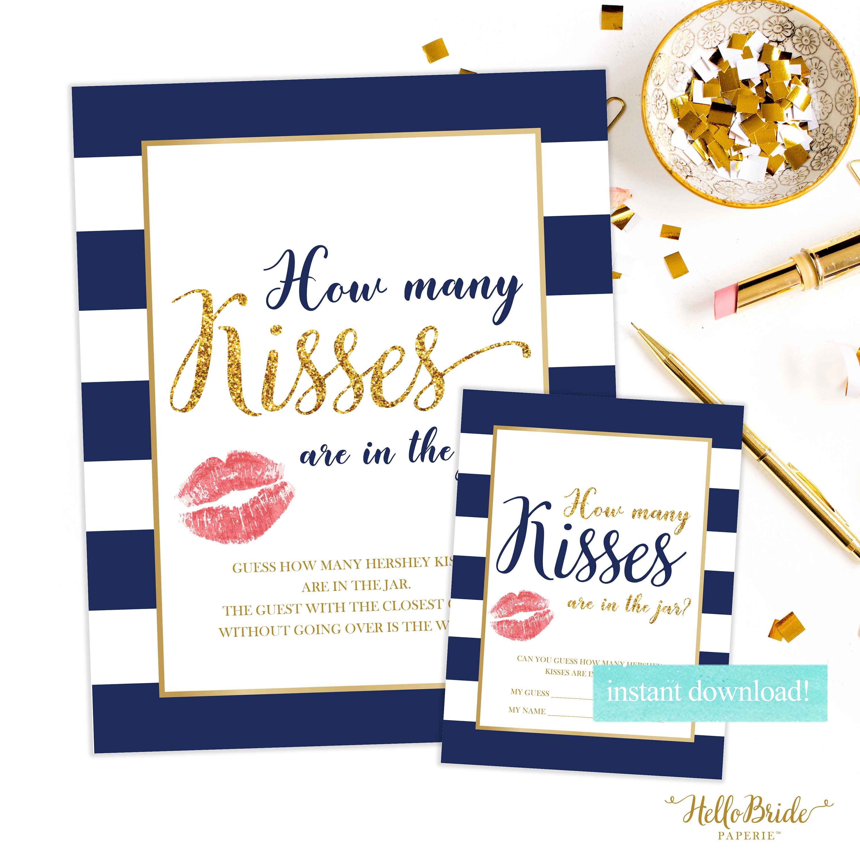 How Many Kisses Game Guess the Hershey Kisses Navy and