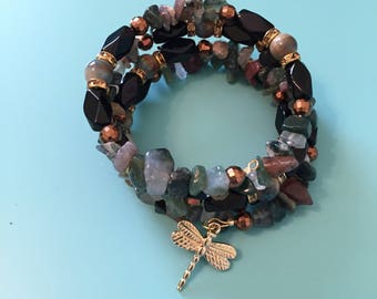 Beaded Wrap Bracelet / Charm Bracelet / Memory Wire Bracelet / Gold Bracelet / Statement Bracelet / Women's Bracelet / Gift For Her /