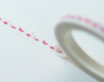 Flamingo Washi Tape 7m Very Thin / Narrow Scrapbooking Craft