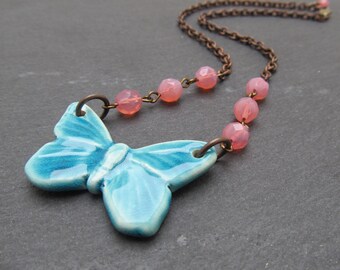 Butterfly necklace, butterfly pendant, artisan necklace