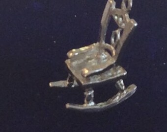 Sterling silver rocking chair charm vintage # 1039