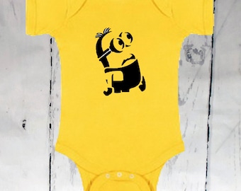 Minion Onesies, minion running baby onesie, minion baby clothes, minion infant onesie