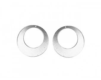5 pendants hoops 50mm silver discs