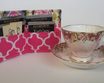 Tea Bag Holder, Tea Bag Wallet ,Tea Wallet, Tea Bag Storage, Tea Bag Caddy, Travel Tea Bag Holder, Tea Bag Case, Paisley Gray