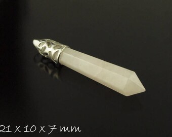 1 pendant gemstone Rose Quartz 60 x 11 mm