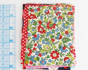 Quilting Cotton Fabric Scraps | One ounce of small fabric pieces to use for patchwork, doll clothes, textile jewelry, fabric beads, or EPP.