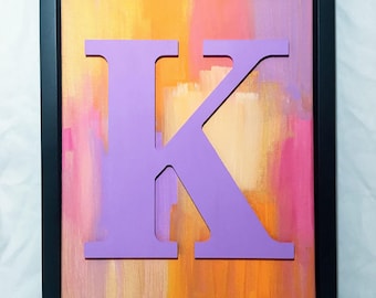 Hand Painted Wood Letter in Black Frame