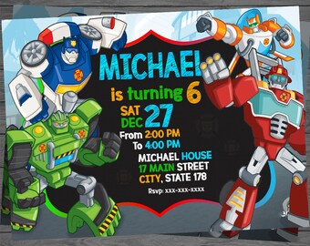 Rescue Bots Birthday, Rescue Bots Invitation, Rescue Bots Party, Rescue Bots Party Invitation, Resque Bots Invite INSTANT DOWNLOAD