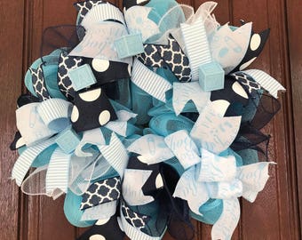Baby Boy Wreath, Baby Boy Decor, Nursery Wreath, Hospital Door Decor, Baby Shower Gift