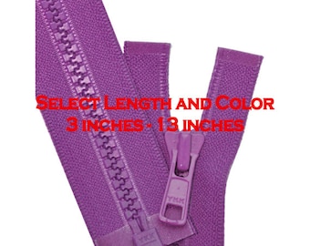 3 inch to 13 inch Vislon Jacket Zipper YKK 5 Molded Plastic Medium Weight Separating - Select Length and Color