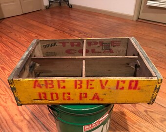 Vintage Triple Cola ABC Bev Co Reading Pa Wood Bottle Crate . Vintage bottle crate . Vintage wooden crate . Vintage soda crate