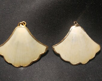 Vintage gold edged Scallop Shells pendants. 1060452