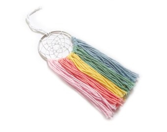 Pastel Dream Catcher Pastel Dreamcatcher Pastel Wall Hanging Small Dream Catcher Yarn Wall Hanging Boho Wall Decor Nursery Crib Mobile