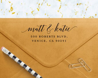 Custom Address Stamp, Self Ink Return Address Stamp, Personalized Address Stamp, Self Ink Custom Address Stamp, Calligraphy Waves