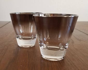 Silver Ombre Lusterware Large Shot Glasses - set of 2