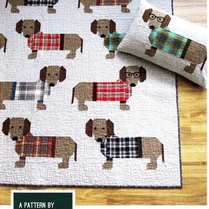 Sale! Sale! DOGS IN SWEATERS Quilt & Pillow Pattern Wienner/dachshund Dog Quilt - By Elizabeth Hartman